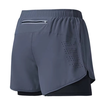 Men'S Running Shorts Quick-Drying Fitness Black Double Layer Shorts Men New Sport Workout Training Bodybuilding Short Pants