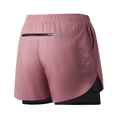 Men'S Running Shorts Quick-Drying Fitness Black Double Layer Shorts Men New Sport Workout Training Bodybuilding Short Pants